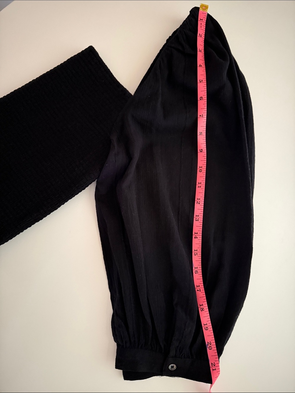 Joie Crop Top Black Shirred Bodice w/ a Square-Neckline Puff Sleeve Cotton Sz L - Picture 7 of 9